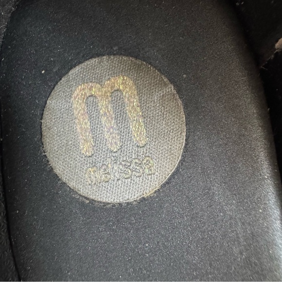 Melissa Black and White Patchuli Peep Toe Jelly Ankle Strap Wedge Shoe Size 6 - Picture 10 of 12